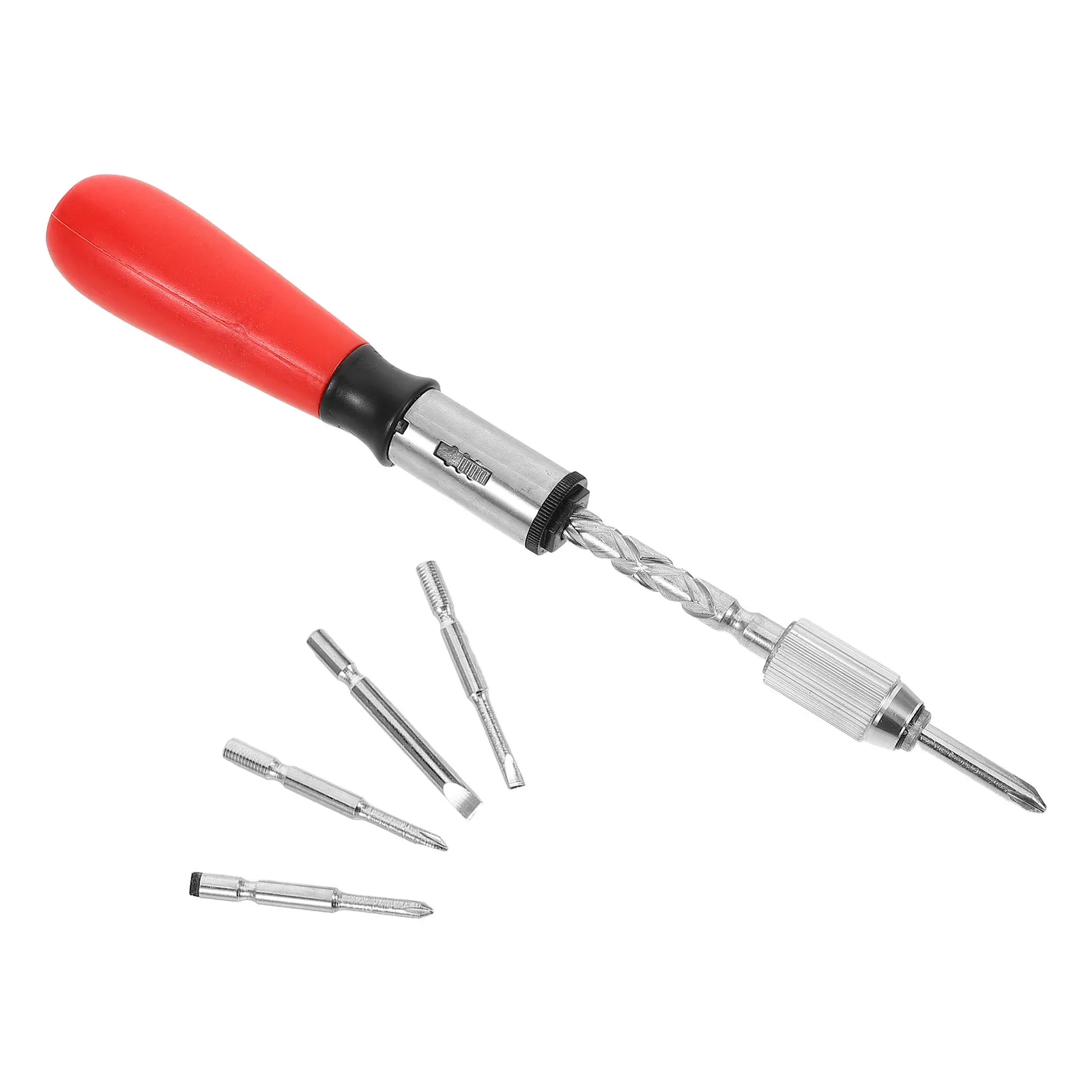 

DONFAMDS Ratchet Screwdriver Stubby Repair Tool with Bits Multi-use Handheld Carbon Steel for Broken Screws Red Small Driver