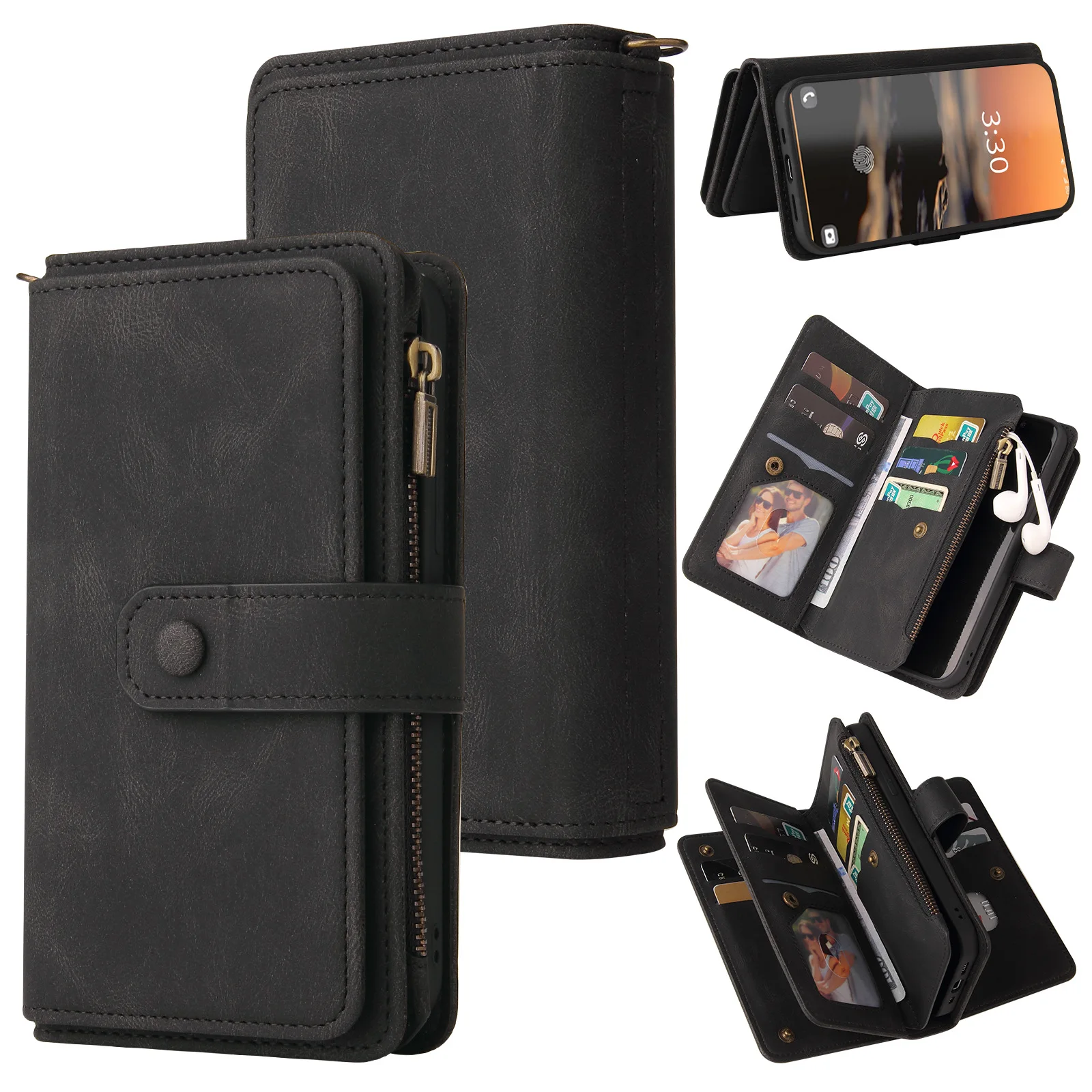 Multi 15-Card Zipper Wallet Leather Cover For Samsung Samsung Galaxy Buddy 4 A Quantum6 5 Wide 7 6 Jump 3 5G Jean 2 Phone Cover