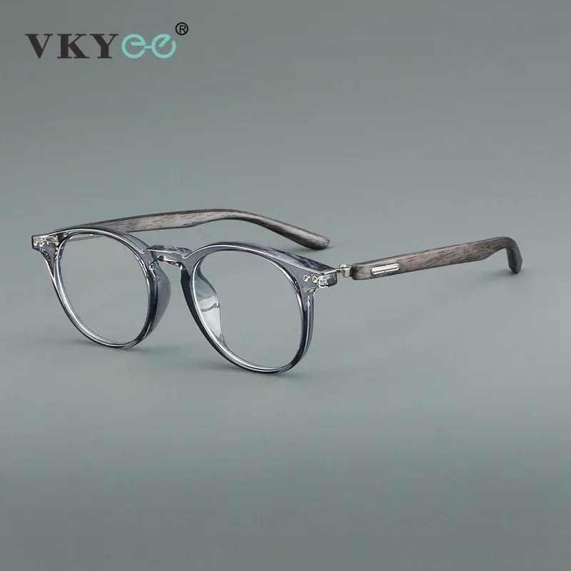 VKYEE Retro Simple Round Design Men Women Anti-Blue Light Photochromic Reading Eyeglasses Customizable Prescription 00363