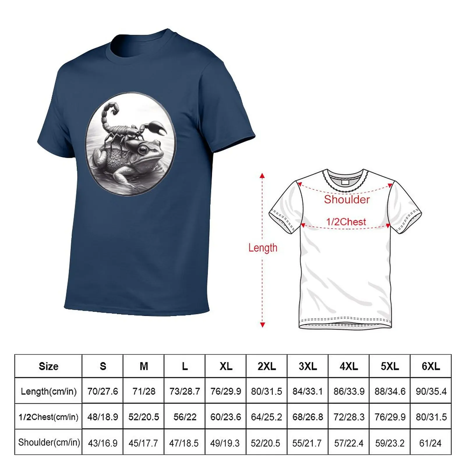 Scorpion and Frog T-Shirt man t shirt heavy cotton man t shirt graphic t shirts cotton 100% T-Shirt