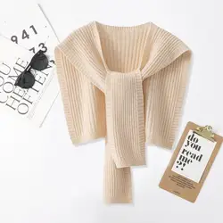 Korean Women Hollow Knitting Cape Knitted Vest Shoulder Scarf Wraps Knitted Shawl Air Conditioning Fake Collar Neck Guard Scarf