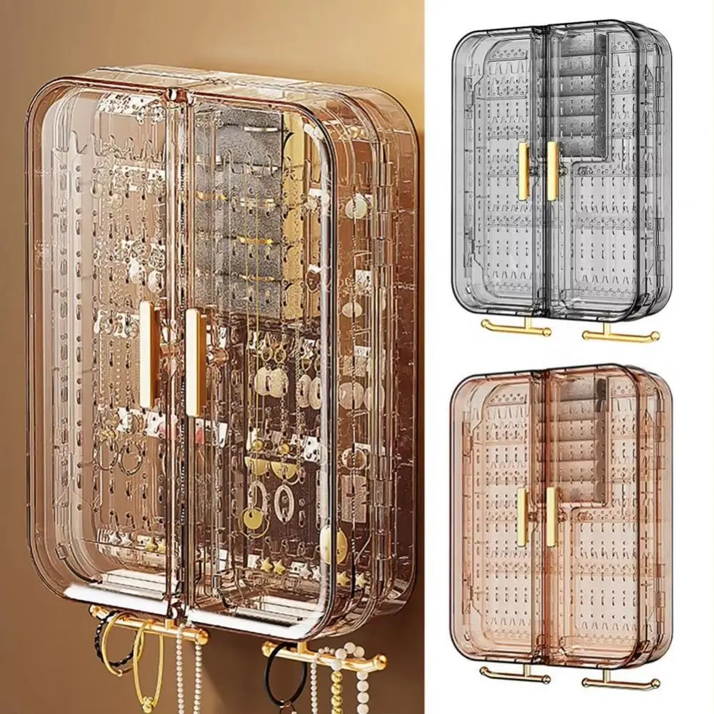 

Transparent Visible Jewelry Storage Box Large Capacity Dustproof Jewelry Display Rack Hanging Hook Plastic