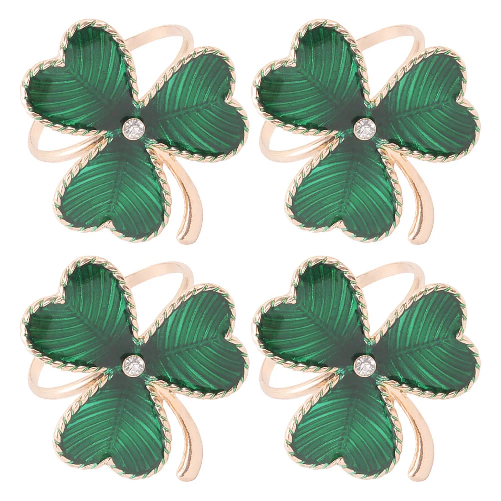 

Fall Stickers Shamrock Napkin Rings Green Ornaments Elegant Clasps Patricks Day Party Favors