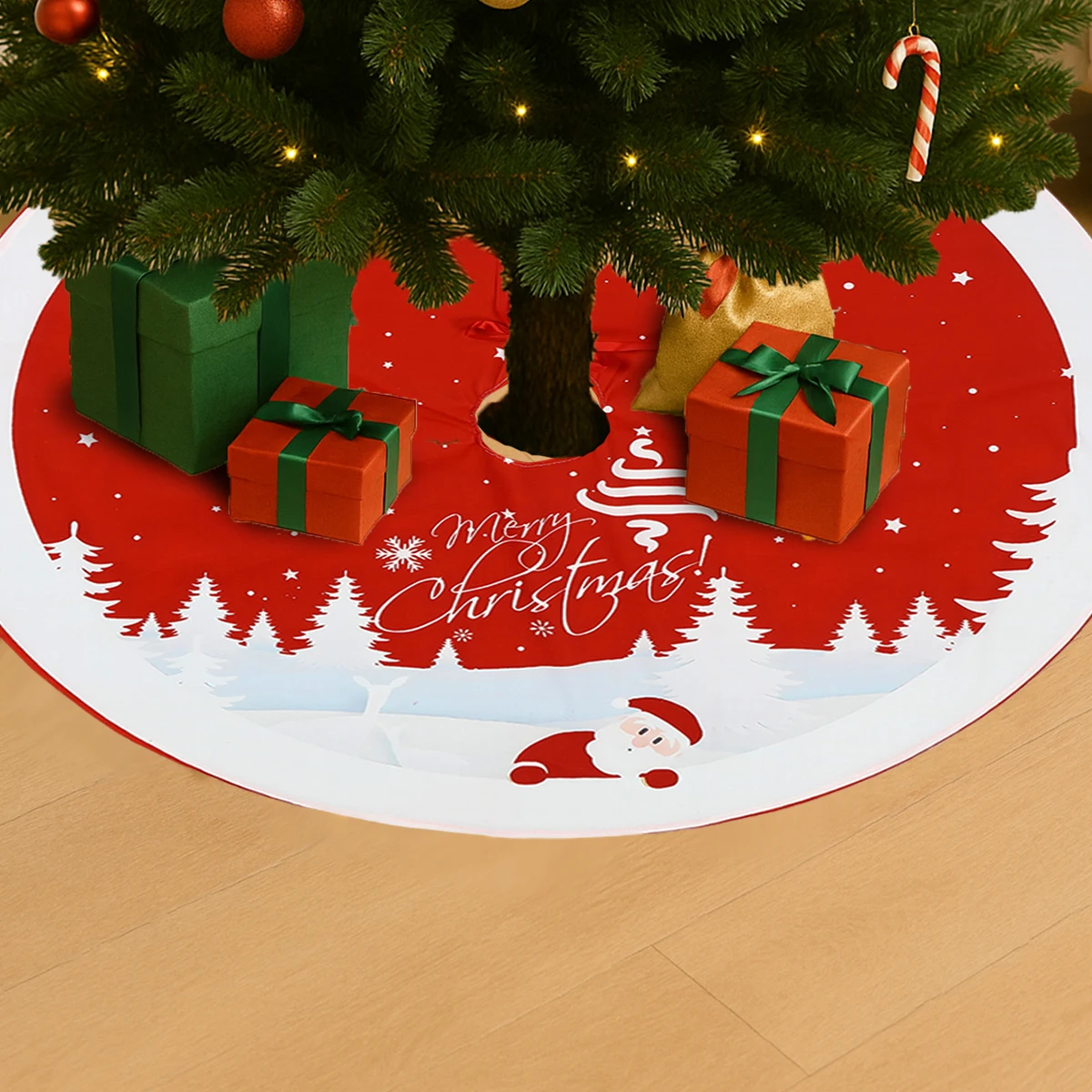 شجرة عيد الميلاد تنورة عيد ميلاد سعيد الطرف الديكور 2025 الأحمر شجرة عيد الميلاد الحلي الطابق ديكور نافيداد ناتال السنة الجديدة هدية 2026 #6