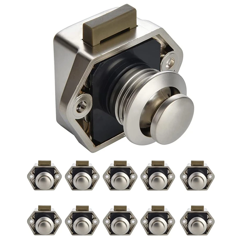 10Pcs Car Push Lock RV Caravan Boat Motor Home Cabinet Drawer Latch Button Locks Furniture Door Lock Hardware-AB09