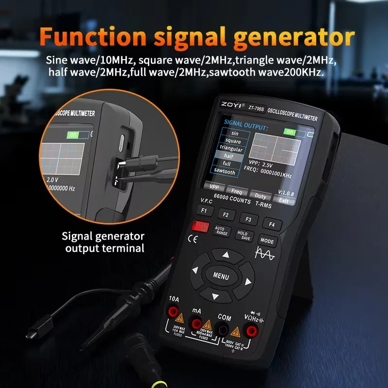 ZT-706S 3 in 1 Handheld Oscilloscope Dual Channel 50MHz 66000