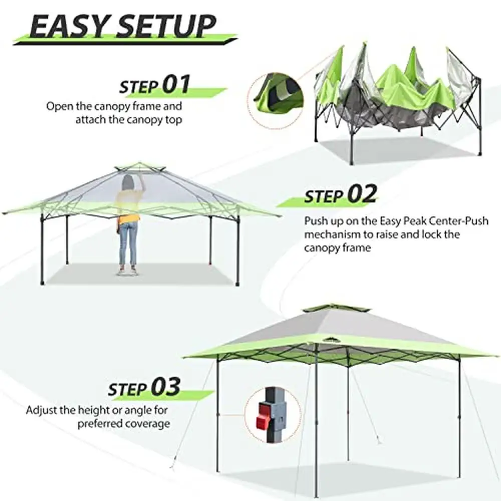 Pop Up Canopy Tent Instant Outdoor Shelter Vented Top Auto Extending Eaves Lightweight Portable UV Protection Strong Frame Rust