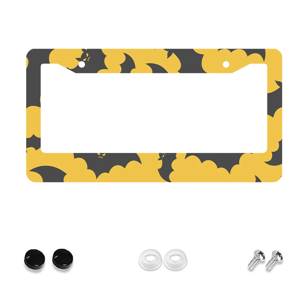 

1 шт., желтая и черная рамка с рисунком летучей мыши, 2 отверстия, рамка номерного знака, алюминиевый материал, 6x12 дюймов, с набором винтов, мультяшный забавный автомобильный декор