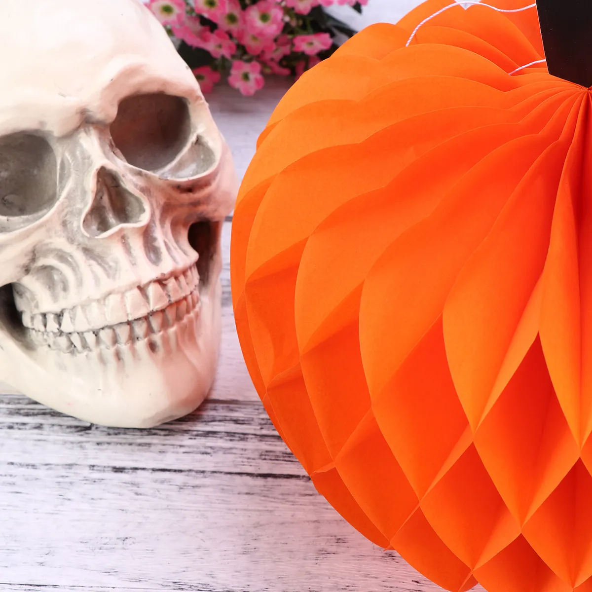 

10 Pcs Pumpkin Honeycomb Ball Hanging Decoration Ornaments Halloween Baubles for Tree