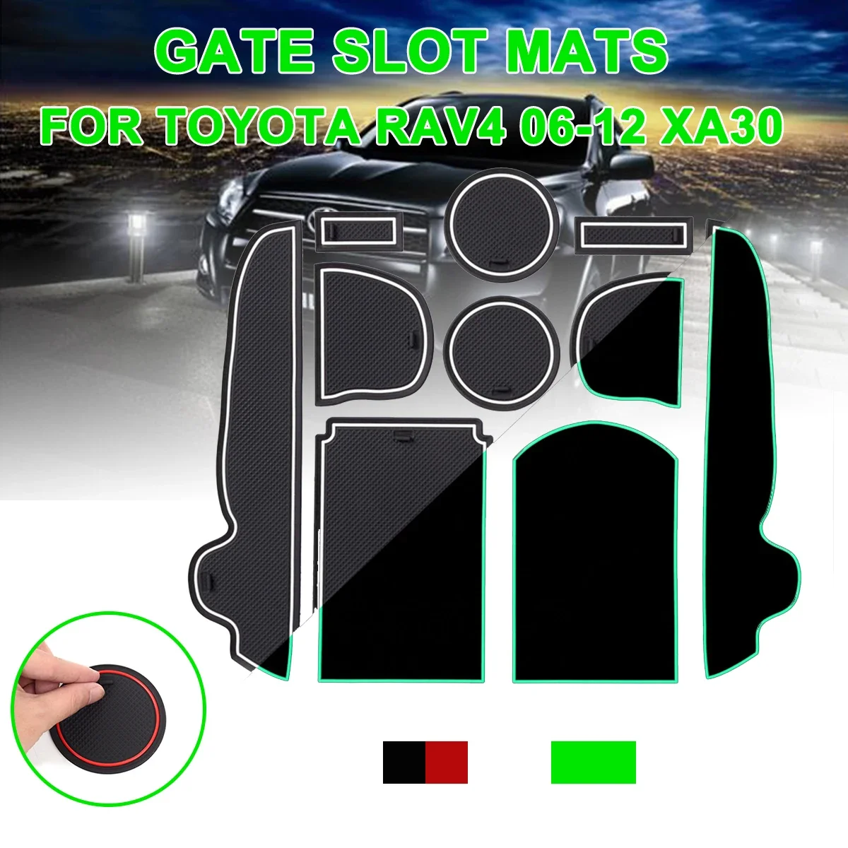 Anti-Slip Gate Slot Mat Rubber Coaster Accessories For RAV 4 2006 2007 2008 2009 2010 2011 2012 For Toyota RAV4 2006-2012 xa30