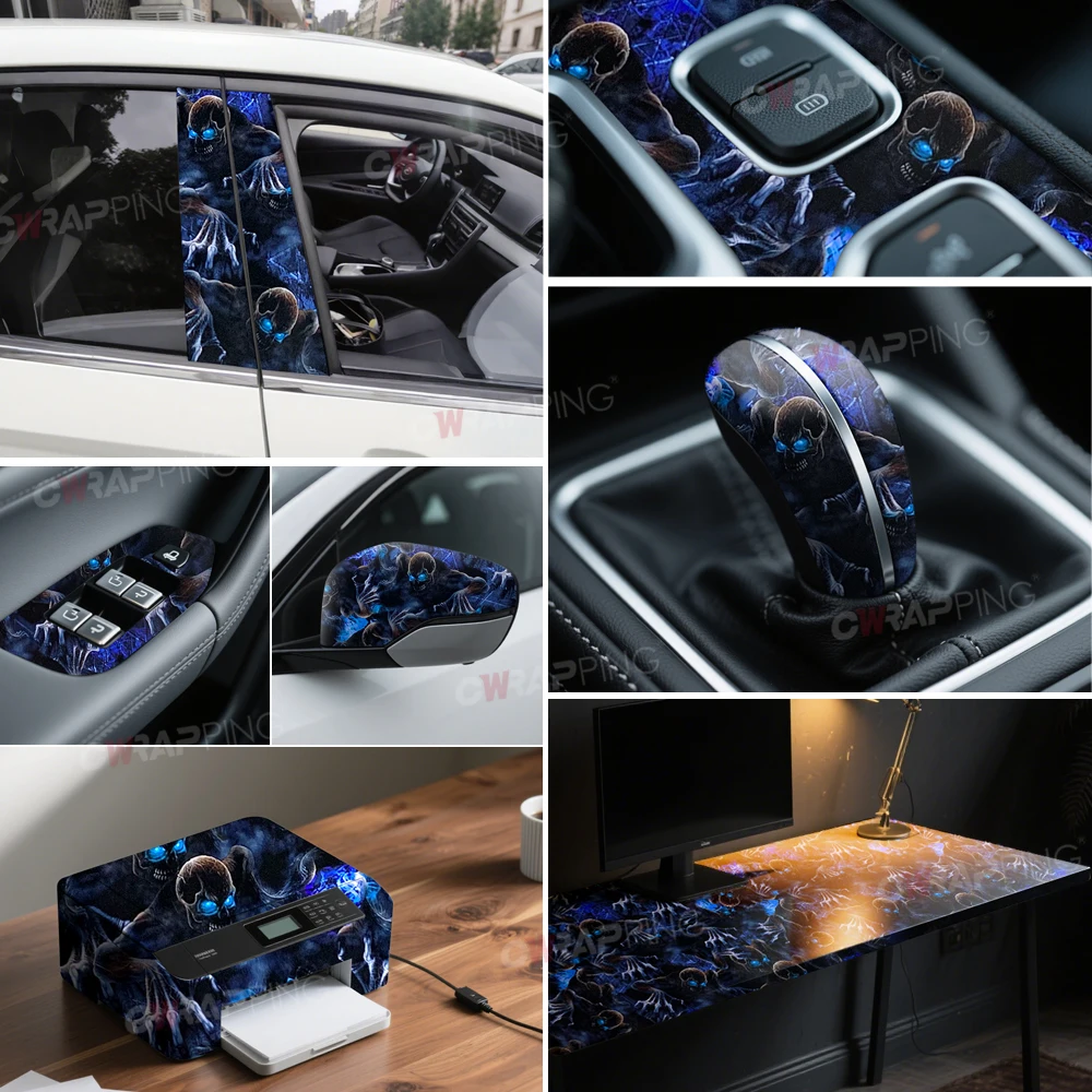 AliExpress NONE Skateboard Wrapping Film Ghost Wrap Vinyl Car Supplies Car Bodies Motorcycles Off-road Vehicle Graffiti Motorcycle Skull Bicycle