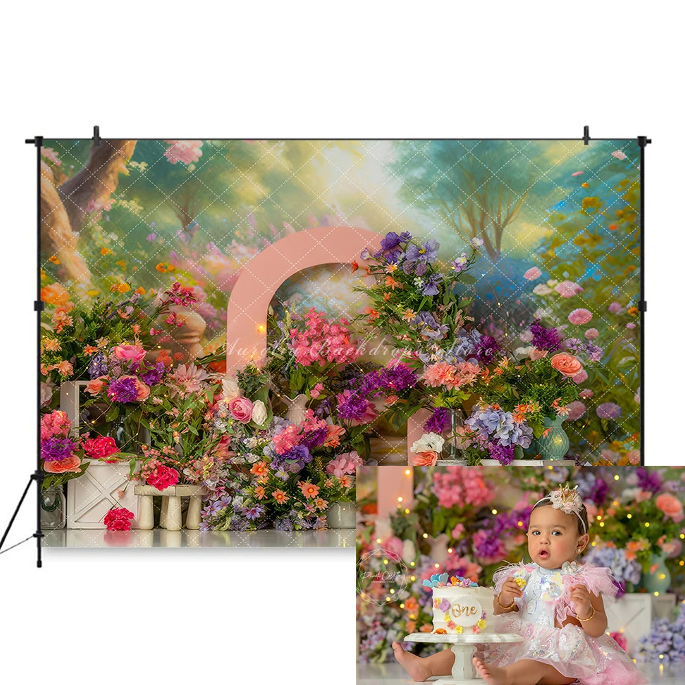 Dream Garden Backgrounds Cake Smash Kids Adult Photography Props Child Baby Decors Flowers Bloom Photo Backdrops