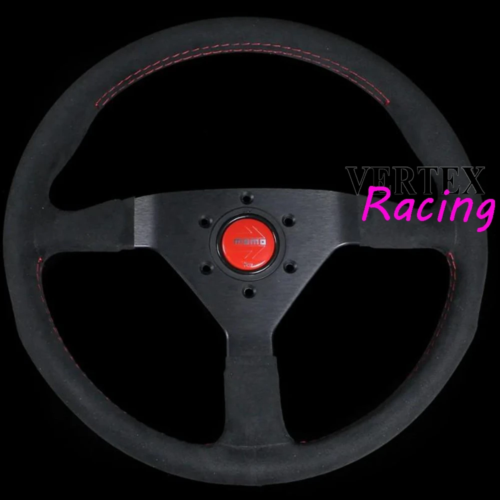 14Inch MONTECARLO MOMO Steering Wheel Car Rally Racing Suede Leather JDM Steering Wheel Volantes For VW HONDA TOYOTA BMW Nissan