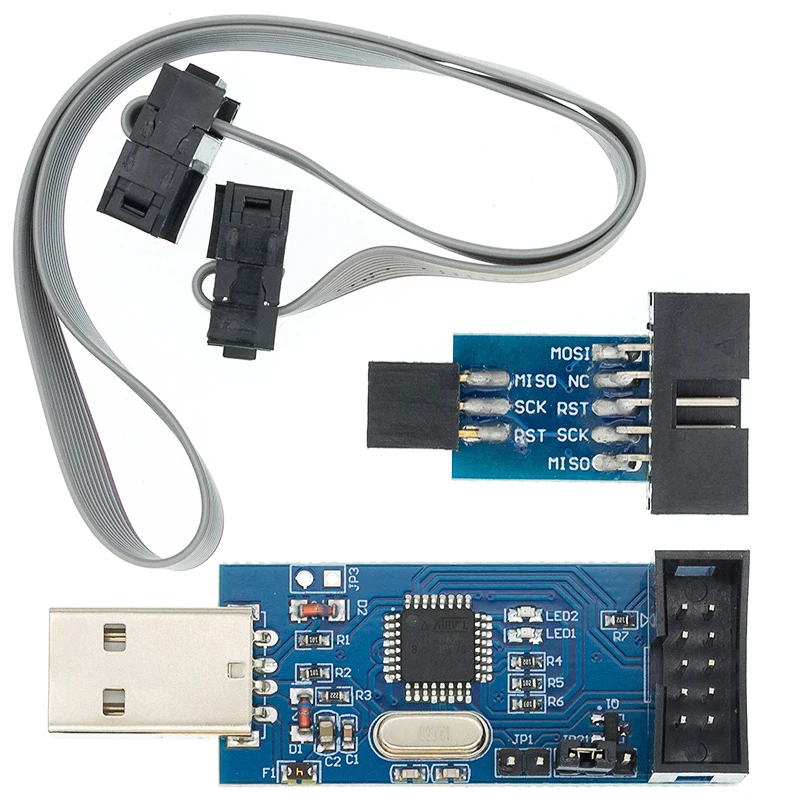 1 قطعة جديد USBASP USBISP AVR مبرمج USB ISP USB ASP ATMEGA8 ATMEGA128 دعم Win7 64K 10Pin إلى 6 دبوس لوح مهايئ