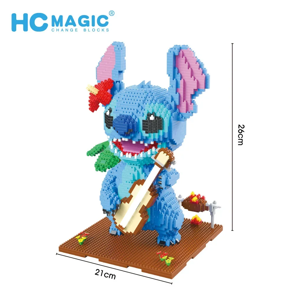 2570pcs+ HC1046 Reading Stitch Diamond Building Block Micro Lilo & Stitch Figure Cute 3D Model For Mini Bricks Children Toys