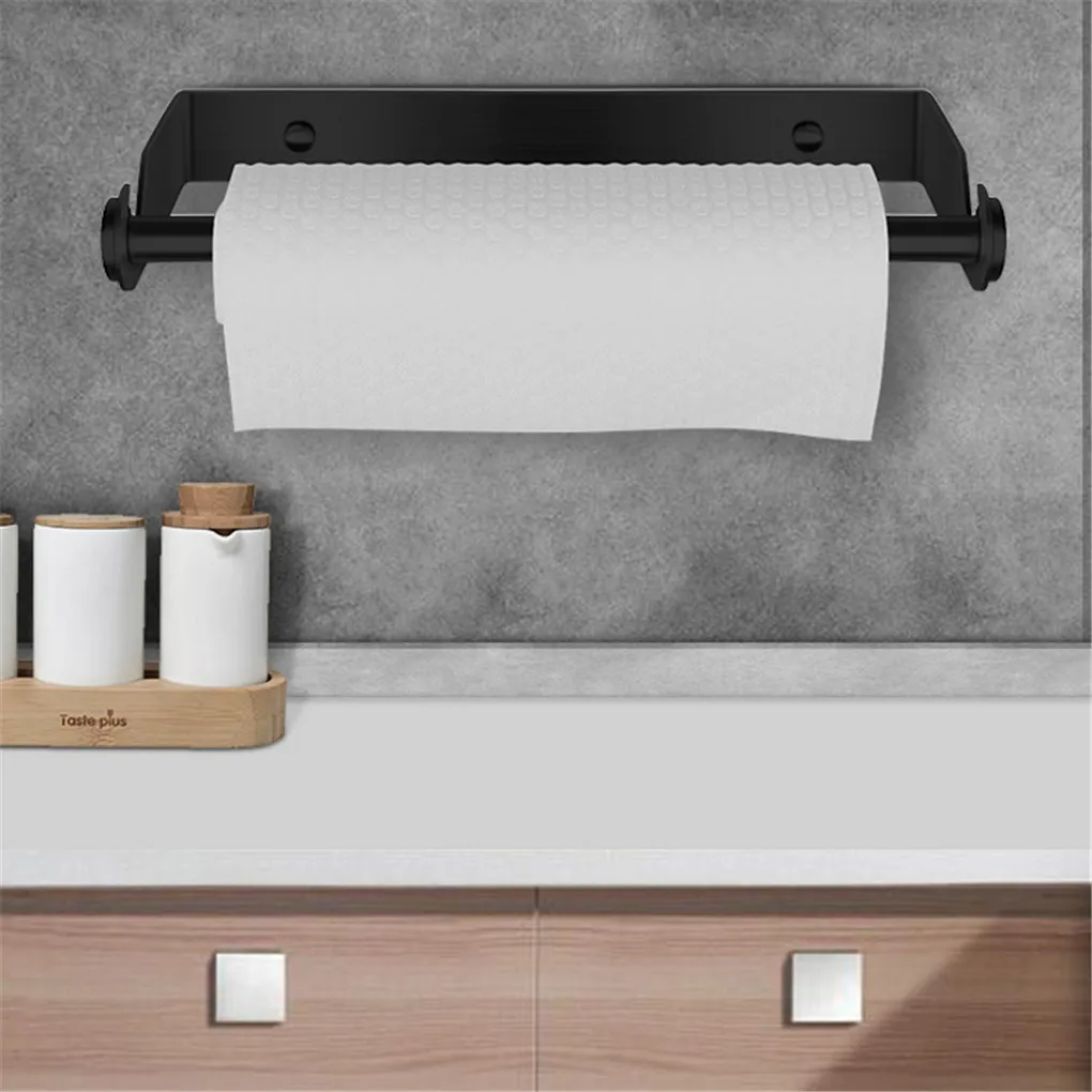 Paper Dispenser Towel Holder Stainless Steel Space-saving Punch-free Stand Tissue Storage Bracket for Kitchen Toilet Hotel