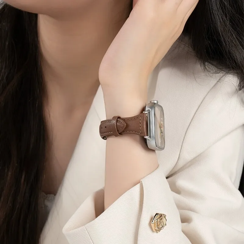 Apple Watch用スリムレザーストラップ,44mm, 40mm, 41mm, 42mm, 38mm, 49mm, 44mm, 8mm,45mm,ウルトラ9,7 se,3, 4, 6