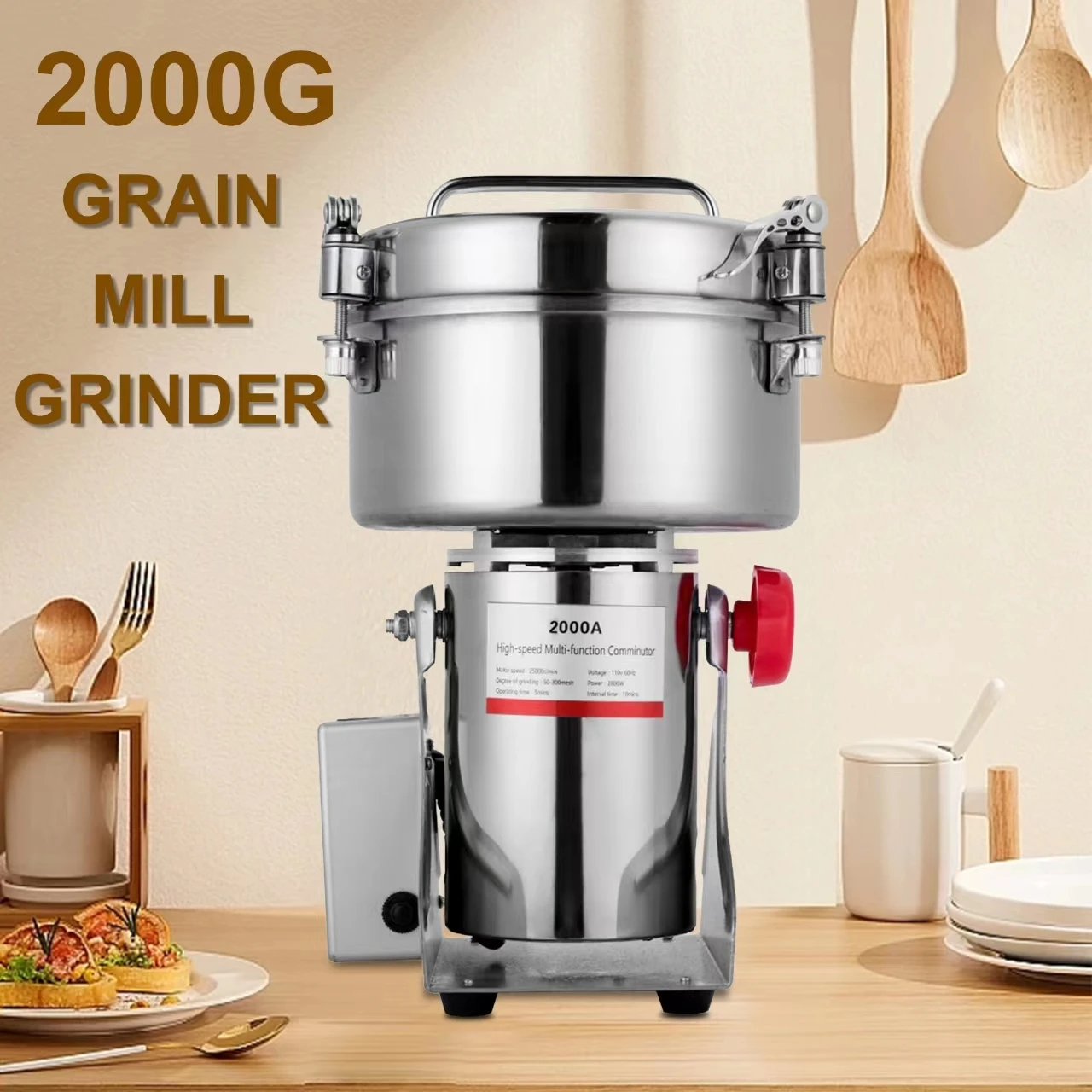 Mvckyi 220V 2000g Grinder Grain Chinese Herbal Powder Miller Dry Food Grinder High speed Intelligent Fragrance Grain Crusher