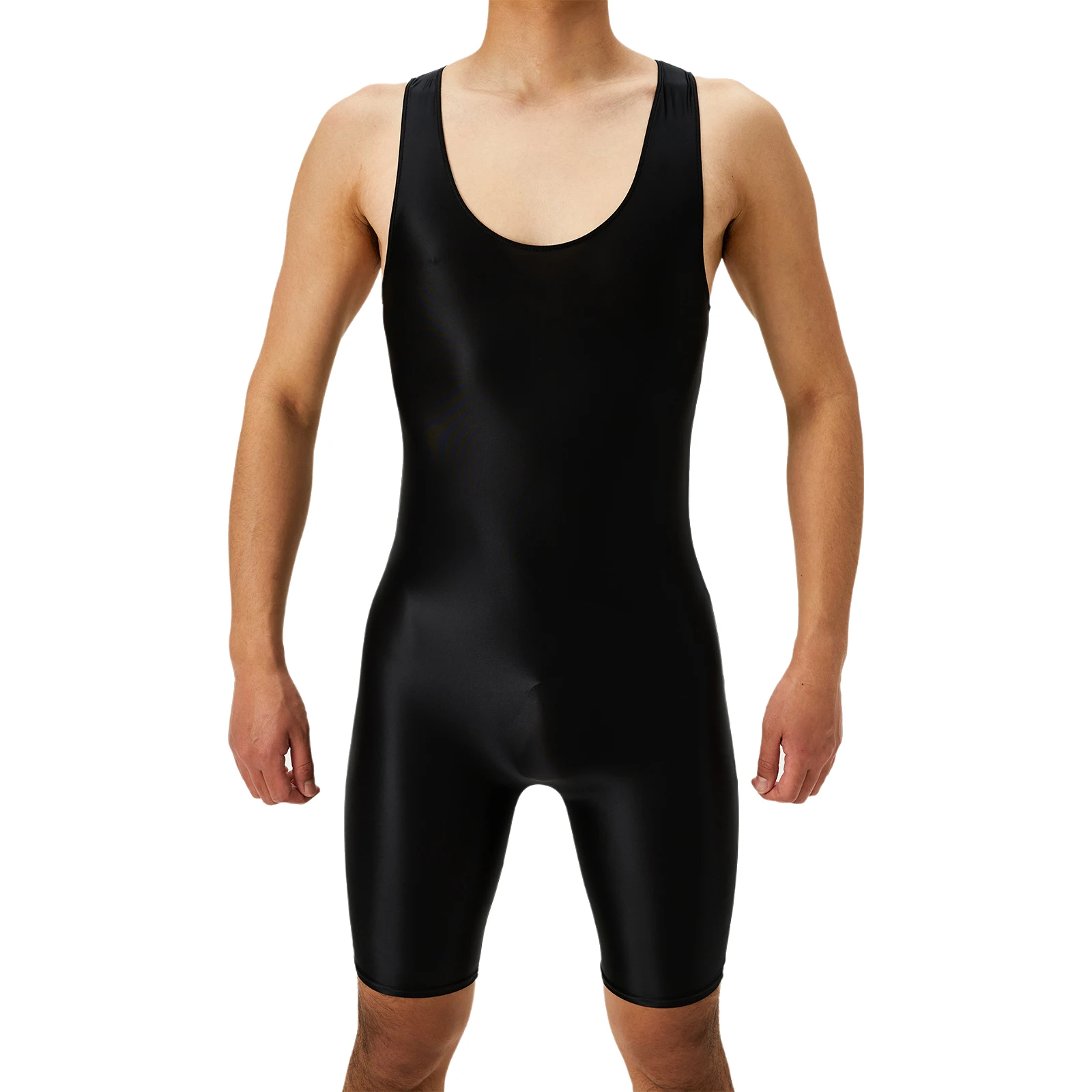 

Mens Undershirts Leotard Sleeveless Glossy Elastic Bodysuits Wrestling Singlet Bodywear Lingerie One Piece Jumpsuits Nightwear