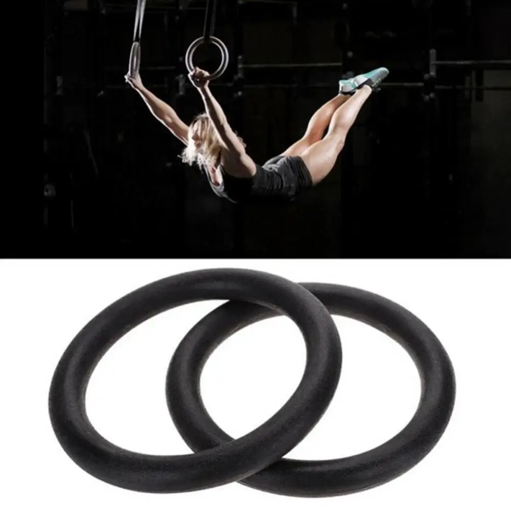 2Pcs Wood Gymnastics Rings with Adjustable Straps GYM Ring Gym Pull Up Exercise Fitness Gymnastic Rings Strength Training Tool