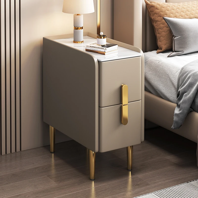 

White Minimalist Night Table Metal Nordic Modern Luxury Gold Nightstands Drawers Storage Mesitas De Noche Furniture for Bedroom