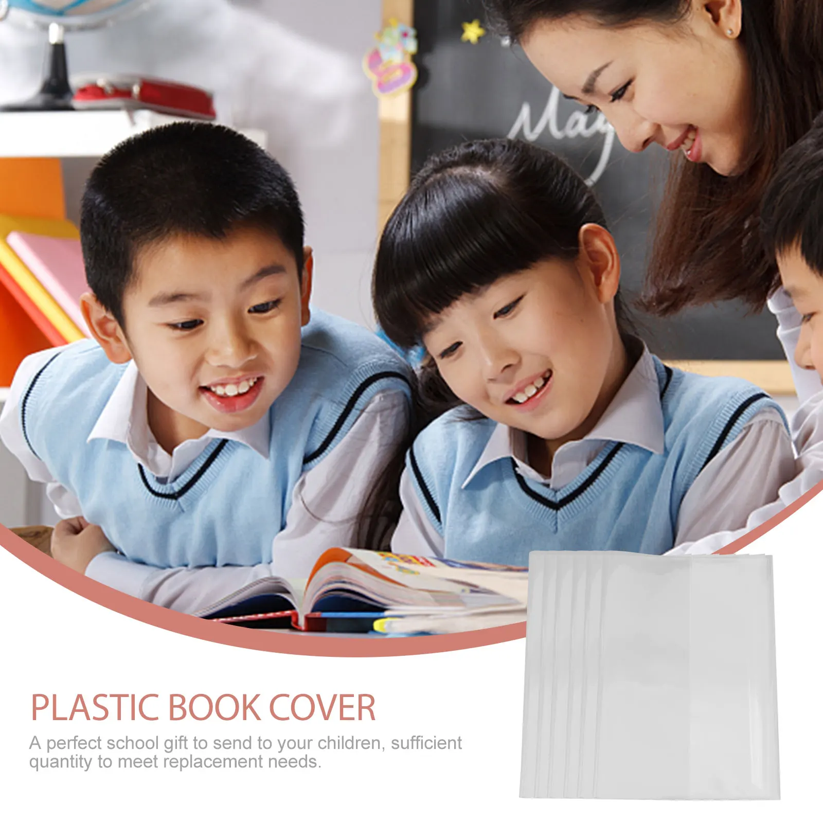 

20pcs Plastic Book Covers Transparent Protective Wrap for Textbooks Hardcover Exercise Notebooks Clear Sleeve