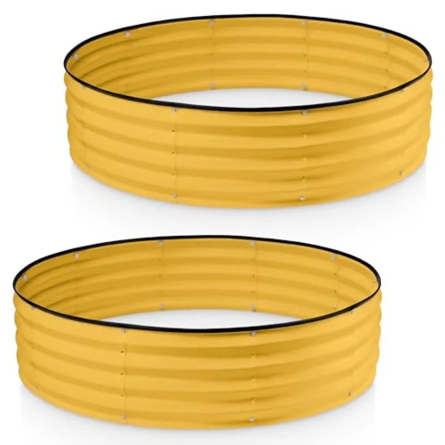 

Круглая оцинкованная приподнятая грядка 4×4×1 фут, 2 шт., для сада и огорода, для овощей и цветов, запатентованная конструкция без использования инструментов, желтая