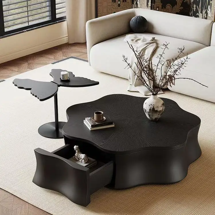 

Italian Luxury Modern Durable Removable Coffee Table Walnut Veneer Metal Butterfly Design Fashion Practical Living Room Furnitur