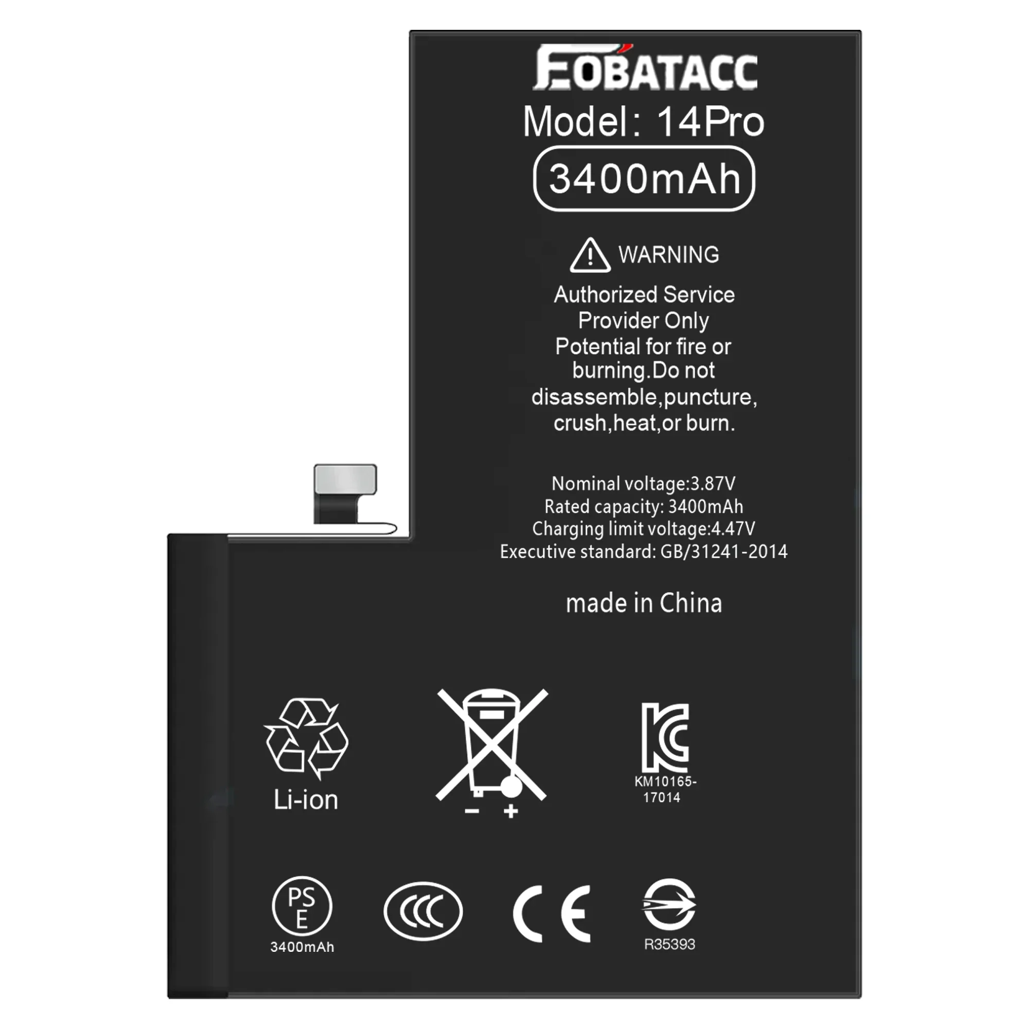 

2025 лет EOBATACC Высокое качество 100% новый аккумулятор для телефона APPle 14 pro 3400 мАч + инструменты