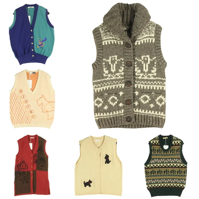 

Винтажный вязаный жилет с вышивкой в стиле Фэр-айл, однотонный кардиган-жилет без рукавов, дизайн 256, осень 2024