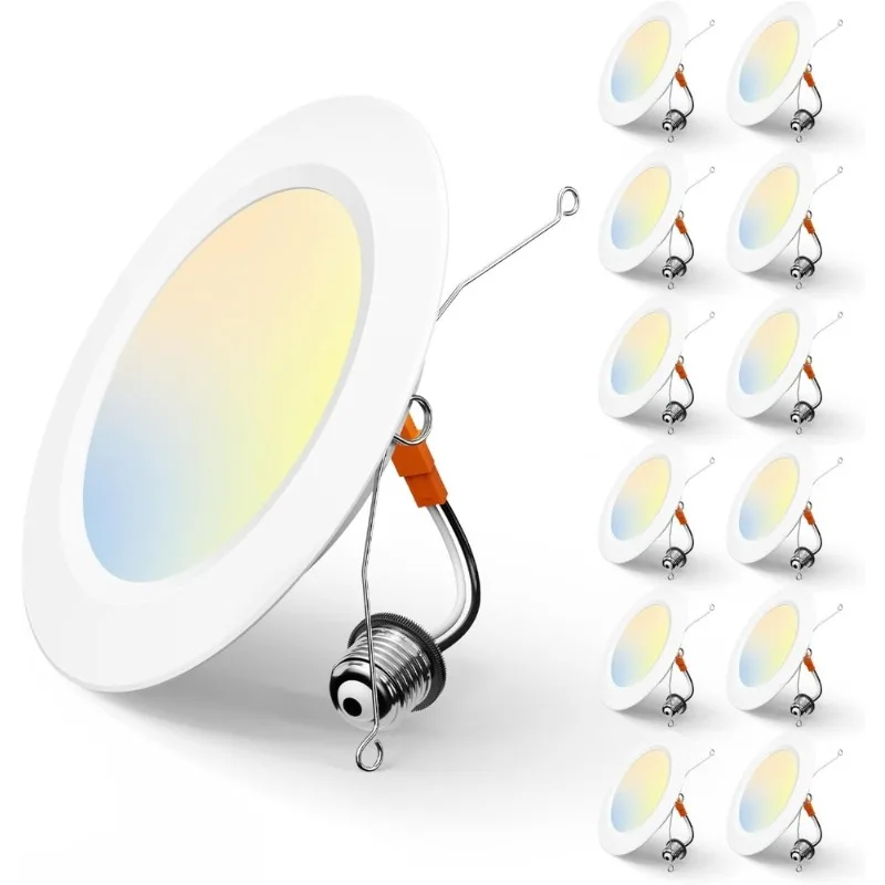 디밍 가능한 5CCT 선택형 LED 매입등 12팩 12W 110W 상당 평면 캔 조명 IC 인증 레트로핏 설치 ETL