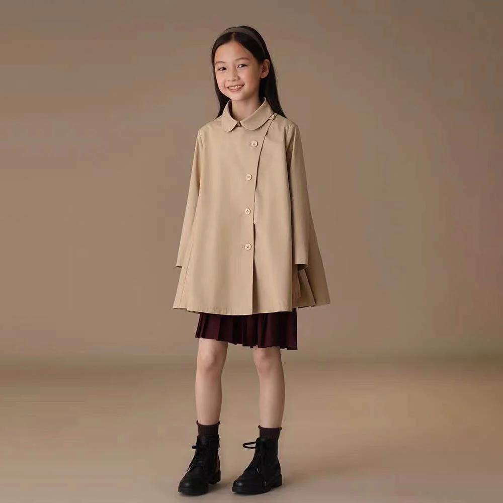 

Teen Girls Middle Trench Coats Fashion England Style Cloak Coat Windbreaker Jacket for Girls Spring Autumn Children's Clothing