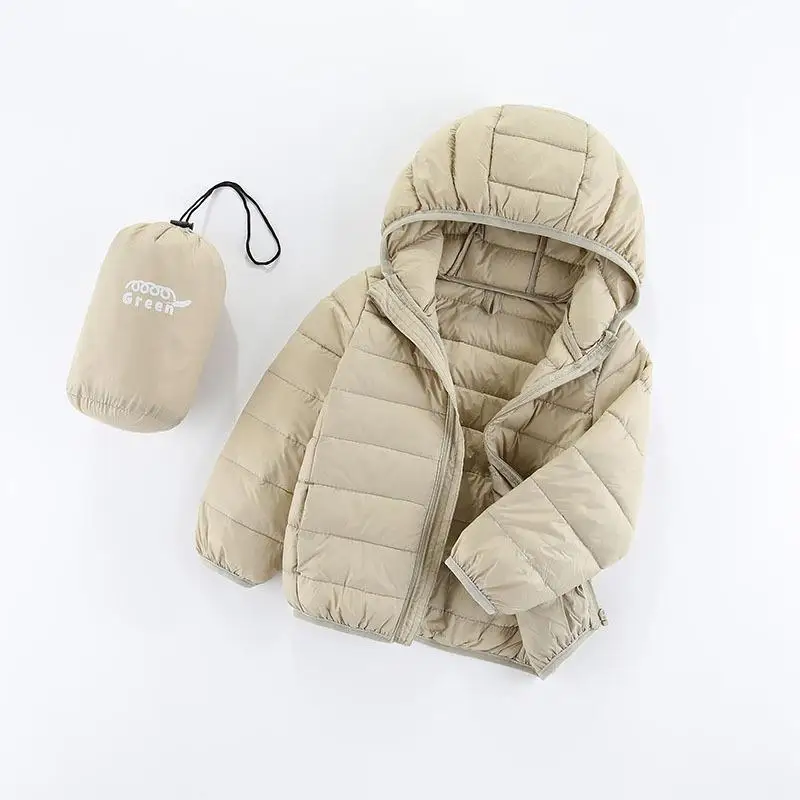 New children down jacket private baby hooded thin section down wear children\'s wear cotton cotton-padded jacket pure color coat