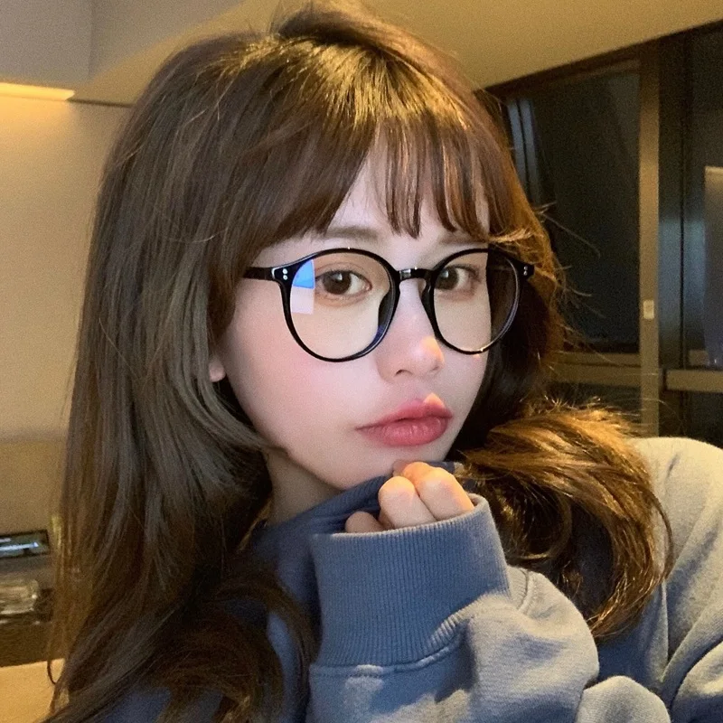 TR90 Cute Round Glasses Frame Girl Ins No Makeup Plain Glasses Men Eyewear Cute Decorative Computer Glasses