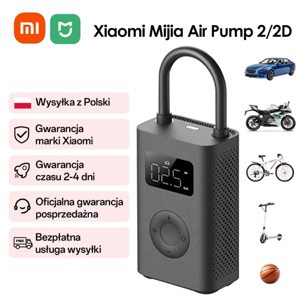 Xiaomi ضاغط هواء كهربائي محمول Mijia مضخة هواء 2/2D كنز صغير Type-C 150 رطل لكل بوصة مربعة منفاخ لإطارات السيارة LED متعدد المهام الكنز