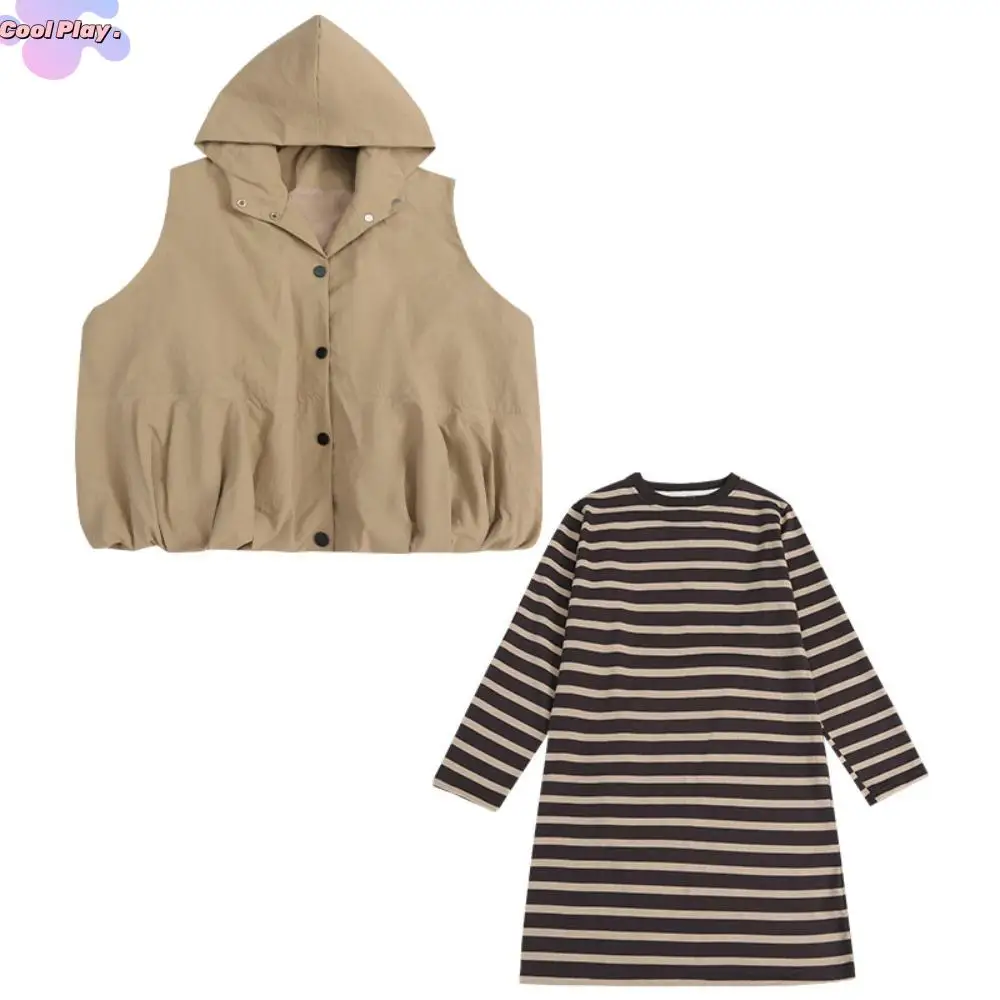 

Наряды Y2K, детская одежда, костюм для подростков, приталенный жилет, платье, костюм, осенне-летний милый комплект одежды для девочек, детский комплект