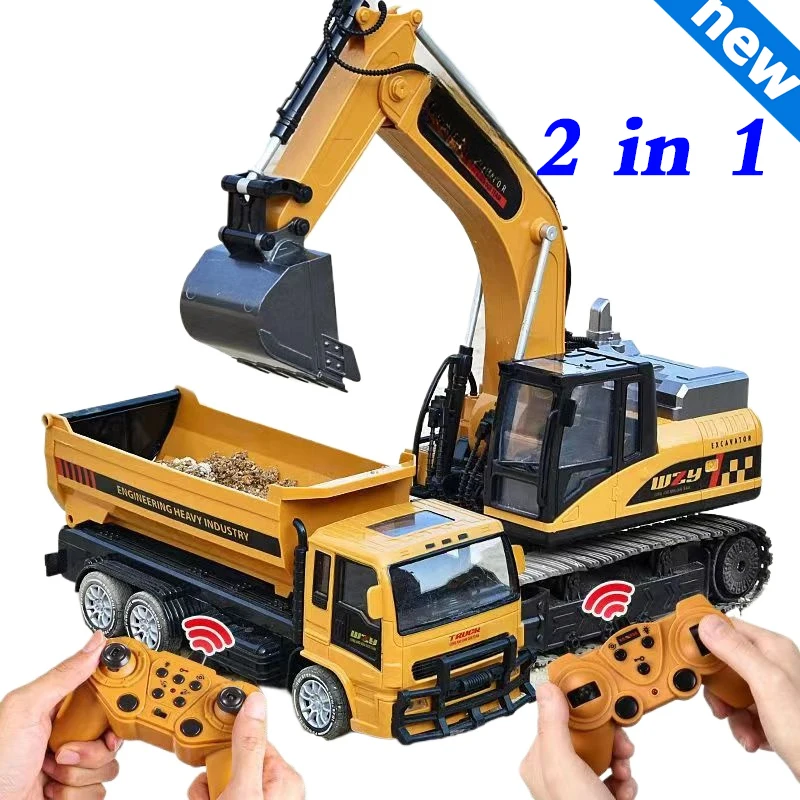 1:24 9CH RC Alloy Dump Truck Car Engineering Vehicle Forklift Heavy Excavator Remote Control Car Toys for Boys Children\'s Gifts