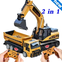 1:24 9CH RC Alloy Dump Truck Car Engineering Vehicle Forklift Heavy Excavator Remote Control Car Toys for Boys Children's Gifts