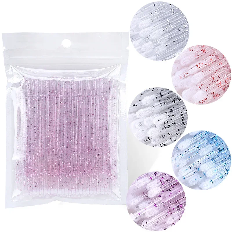 Ciglia usa e getta 100PCS Spazzole per estensione Tampone per ciglia Micro spazzole per rimuovere la pulizia Accessori per strumenti di estensione delle ciglia