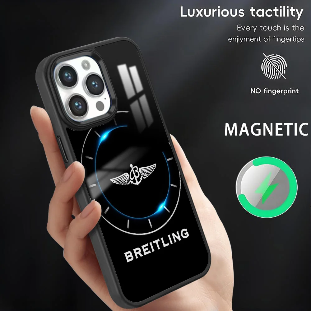 

B-Breitlings-Logo Phone Case For iPhone 16 15 14 13 12 11 Pro Max Plus Mini Magnetic Magsafe Wireless Charging Cover Coque