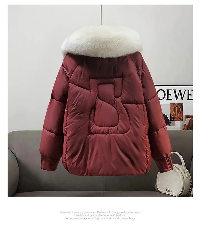 Short Coats Parkas Women Fur Collar Jackets Full Sleeve Thick Warm Y2k Streetwear Elegant Jacket Work Coat Autumn Winter 2025