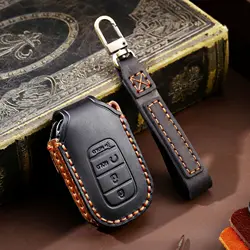 Leather Car Key Case Cover Shell for 2021 2022 2023 Honda Civic 11th Gen Accord Vezel Freed Pilot Zrv Ens1 HRV CRV Accessories