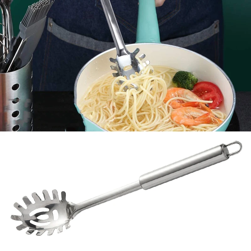 1PC Multifunctional Pasta Spoon Stainless Steel Spaghetti Server Colander Ladle Noodle Strainer Food Tool
