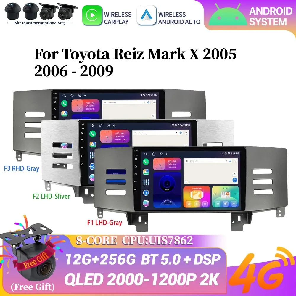 

Android 5G WIFI For Toyota Reiz Mark X 2005 2006-2009 Car Radio Navigation Wireless Carplay Multimedia Stereo Head Unit Screen