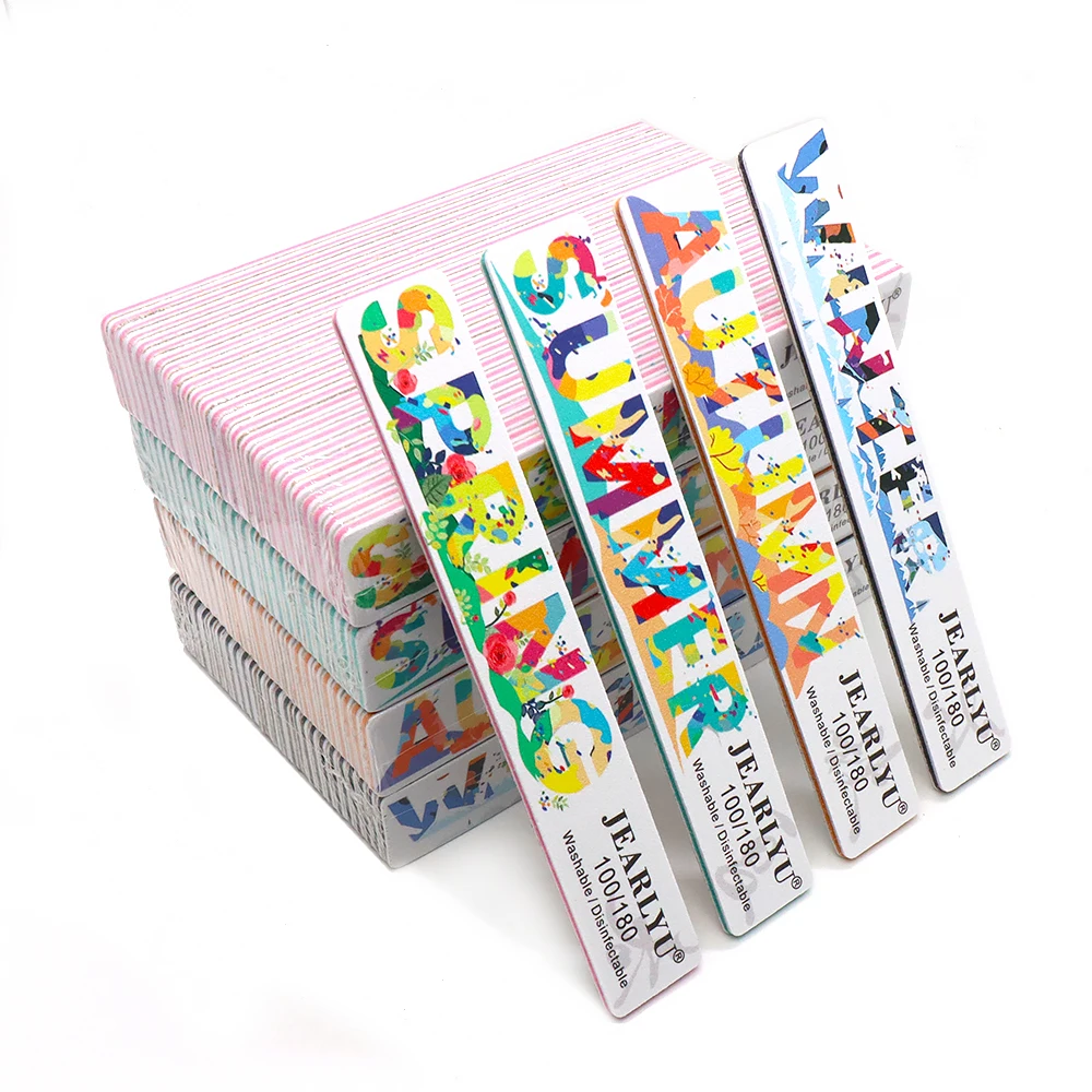 

100Pcs Washable Nail Files Wholesale Colorful Sandpaper Nails File 100/180 Grit Sanding File Nail Art Supplies Manicure Products