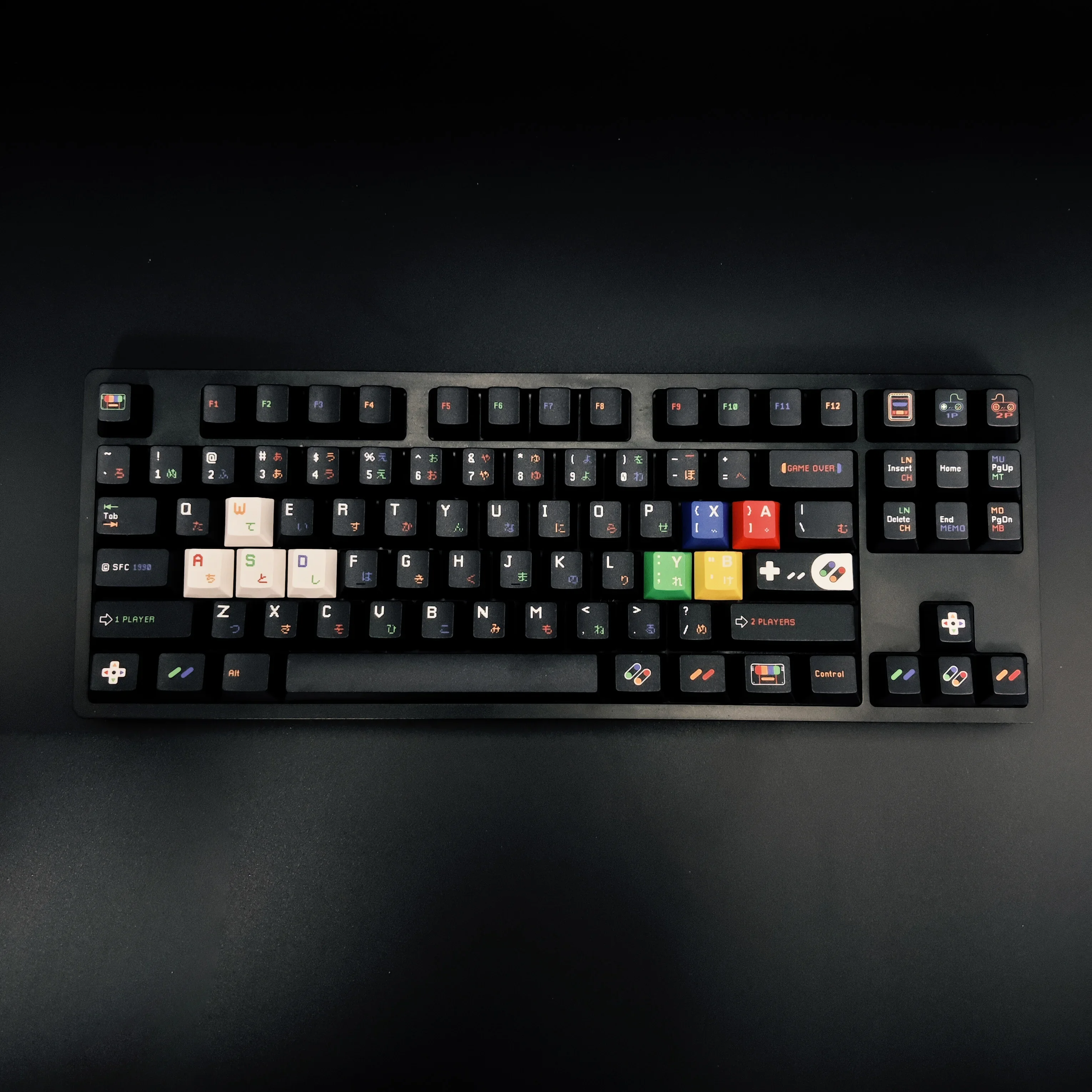 

Колпачки для клавиш Aifei PBT 142 клавиши SFC, сублимационная краска, высота вишни, черно-белая японская механическая клавиатура, игровая ПК AULA F75 Anne Pro 2