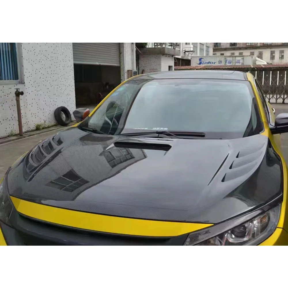 Style Carbon Fiber Front Engine Bonnet Vented Hood For Honda Civic 10th high quality