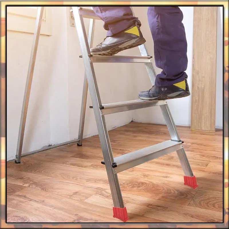 AS59 4Pcs Non-Slip Folding Ladder Feet Mat, Rubber Stair Foot Pads & Covers, Anti-Skid Ladder Leg Cushion Bumper