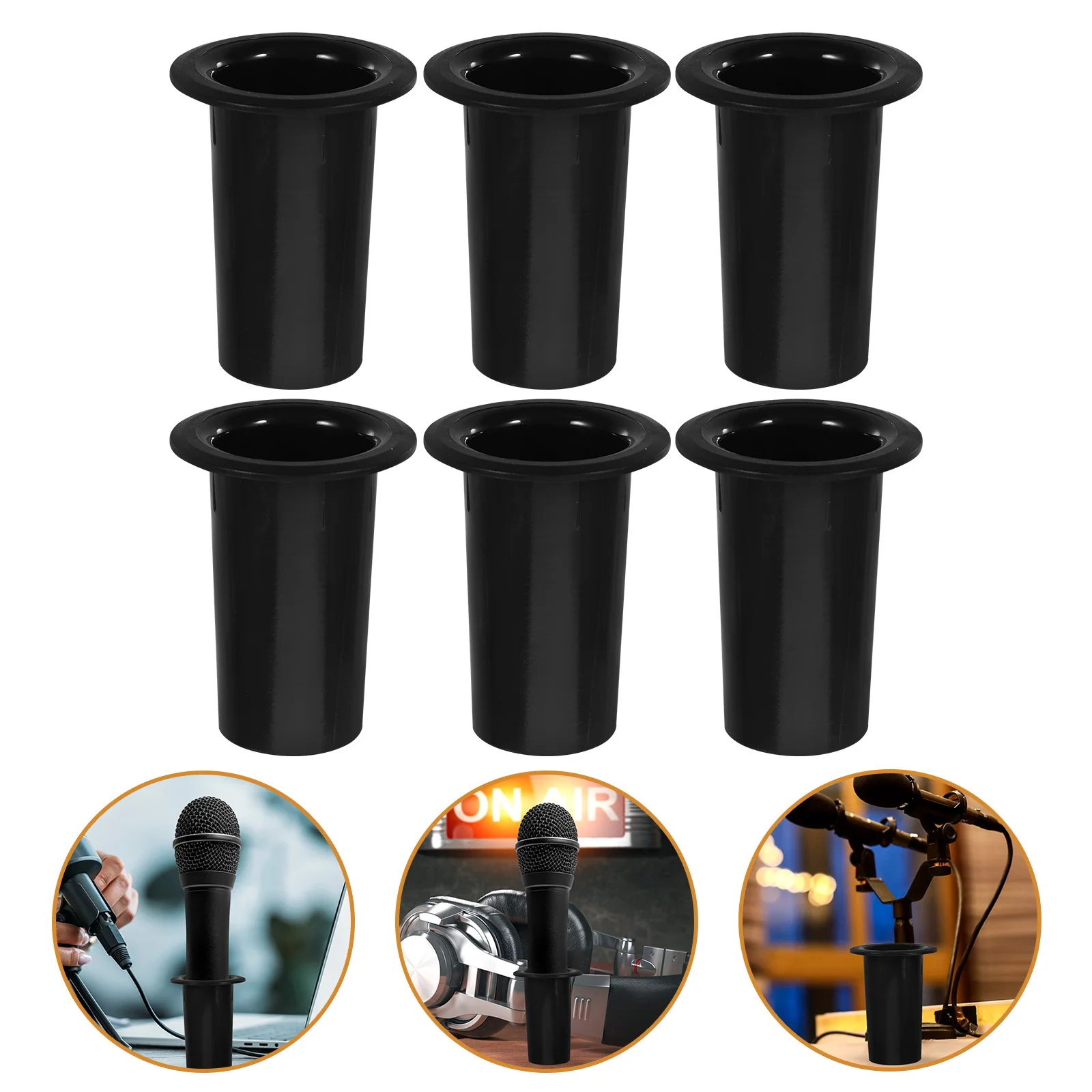 

6Pcs Mic Holder Plastic Microphone Stand Desktop Base Stable Mic Support for Office Studio Home Microphone Rack