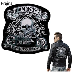 Motorcycle Biker Back Patch Large Embroidered Patches On Clothes Stripe For Jacket Punk Skull Applique Iron On Patches Big Badge